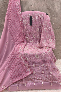 Elegant Purple Georgette Dress Material with Dupatta For Women
