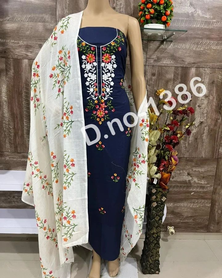 Fancy Cotton Unstitched Dress Material For Women