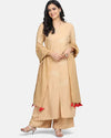 Stylish Rayon Peach Lace Kurta with Palazzo and Dupatta Set