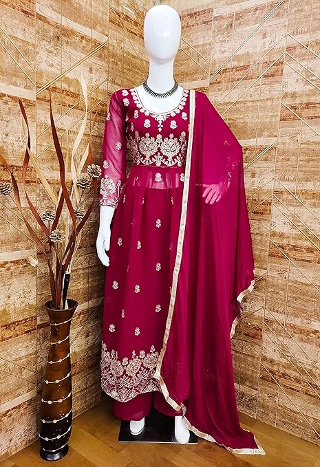 Elegant Georgette Dress Material with Dupatta For Women