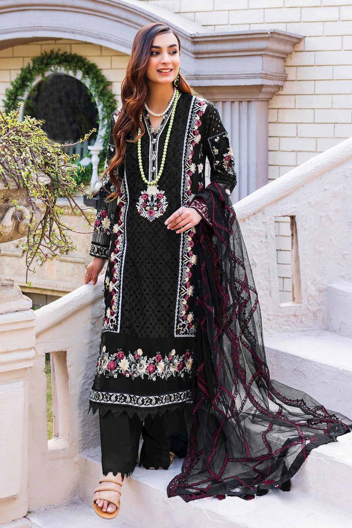 Georgette embroidered dress material top
