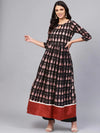 Black Printed Cotton Floor Length Anarkali Kurta