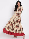 Cream Floor Length Cotton Anarkali Kurti