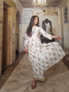 Ivory White Self Print Cotton Kurti with Palazzo Set