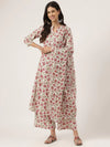 White Floral Printed Anarkali Kurta Palazo Set