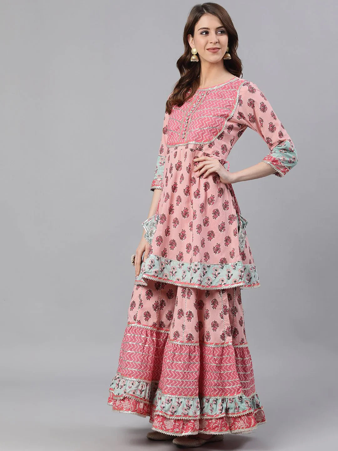 Pure Cotton Women’s Kurta and Sharara Set