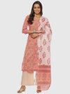 Stylish Cotton Yellow Floral Printed Kurta With Pant And Dupatta Set For Women