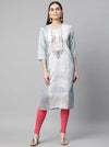 Beautiful Grey Coloured Embellished And Embroidery Kurti For Women