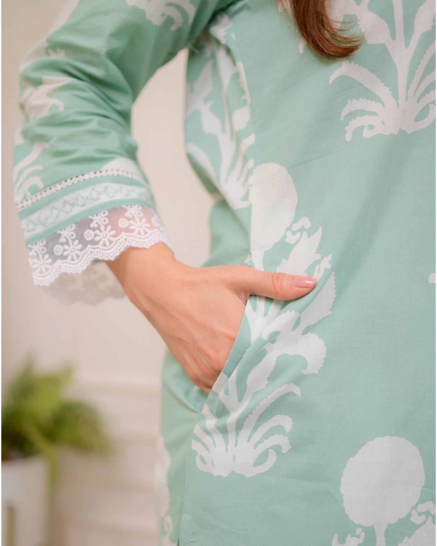 Mint Green Mul Cotton Soft Suit Set for Women