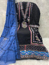 Elegant Black Georgette Embroidered Dress Material with Dupatta For Women