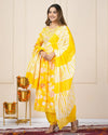 Beautiful Cotton Yellow Printed Kurta Pant And Dupatta Set For Women