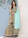 Women Pure Cotton Kurta Sharara Dupatta Set