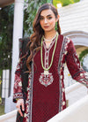 Elegant Maroon Georgette Embroidered Dress Material with Dupatta For Women