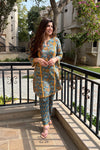 Beautiful Designer Women's Cotton Kurti Palazzo, Kurta Pant Set