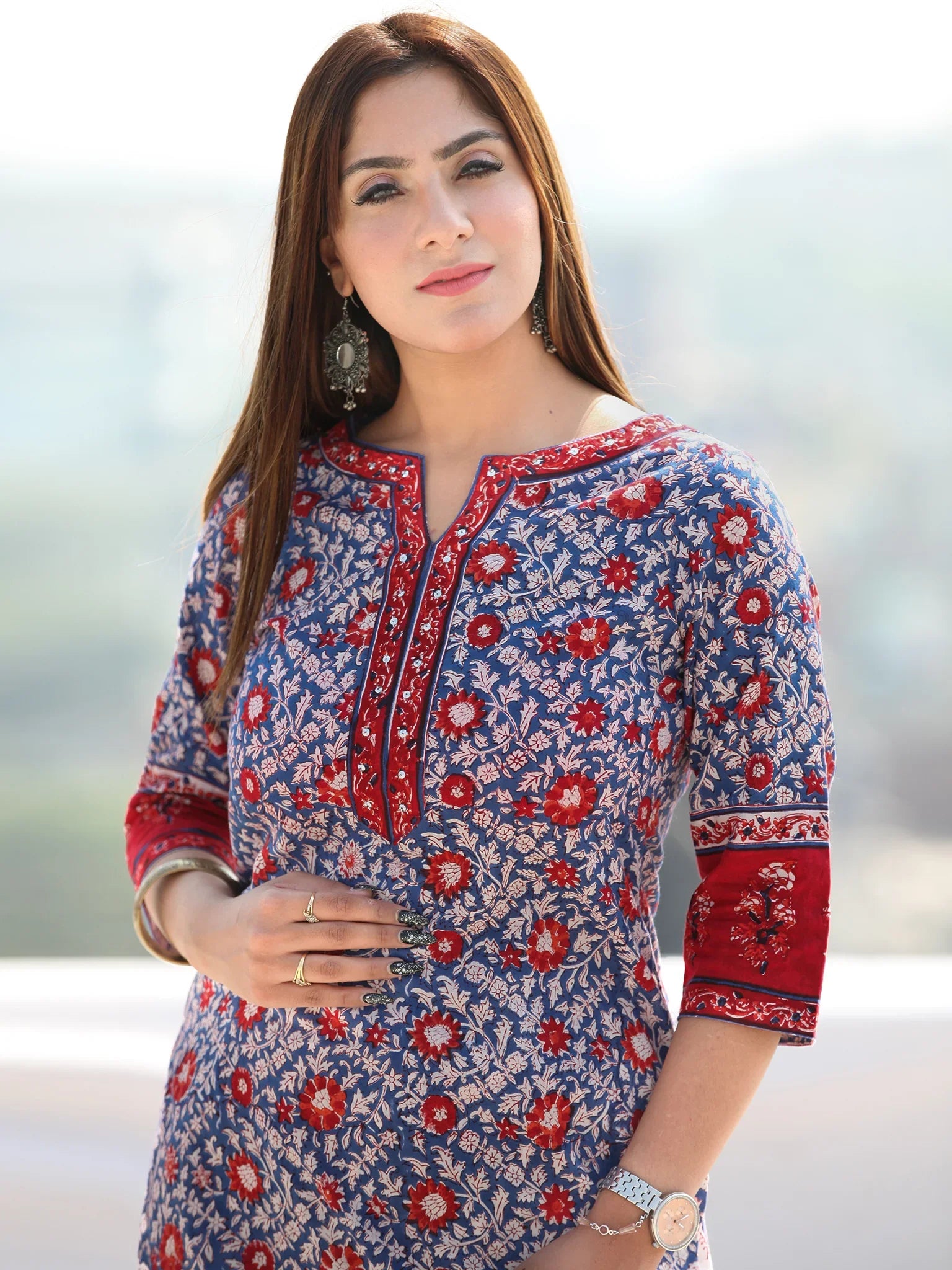 Elegant Cotton Embroidery Kurta With Pant And Dupatta Set For Women