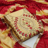 Elegant Yellow Cotton Embroidered Dress Material with Dupatta For Women