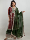 Women's Cambric Straight Embroidery Kurti with Sharara and Dupatta Dress